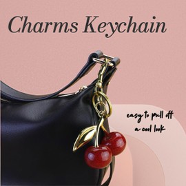 eartif Cherry Keychain Cute Keychain Bag Charms for Handbags Purse Accessories Keychain Charms Valentine Bag Gifts For Women (Red)