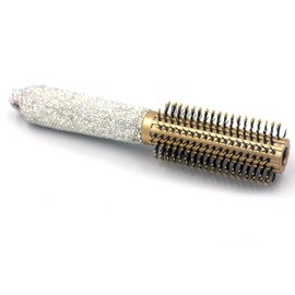 Bestbling Bling Rhinestone Round Barrel Hair Brush - Quick Drying, Frizz Reduction, and Healthy Hair Styling and curling for All Hair Types, Adding Hair Volume (Silver)