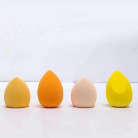 Facial Makeup Sponge, 4 Pack Foundation Blending Yellow Beauty Sponge, Breathable and Easy to Carry, Professional Beauty Blender Makeup Kit Latex Free, Wet and Dry Use