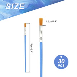 YOKIVE 30 Pcs Flat Tip Paint Brushes Bulk, Detail Acrylic Painting Brush Small Miniature Paint Brushes Great for Oil Watercolor Face Canvas Professional Craft, (Blue)