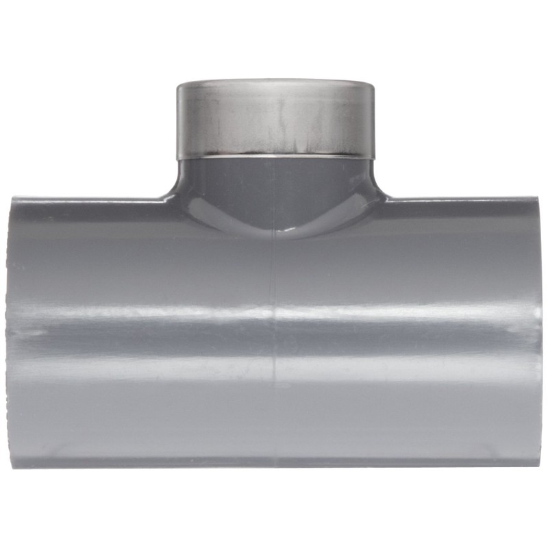 Spears 802-SR Series PVC Pipe Fitting, Tee, Schedule 80, Gray,