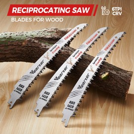 Vearter 225mm Reciprocating Saw Blades for Wood Japanese Teeth 5PCS, 6TPI Cr-V Reciprocal Saw Blades for Trees with Triple-Ground Offset Teeth Curved Edge, for Trimming and Wood Cutting