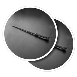 Vinyl Round Stickers (Set of 2) 10cm - BW - Magic Wizarding World Elder Wand for Laptops, Tablets, Luggage, Scrap Booking, Fridges #37046