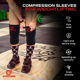 GYM CORE Knee Sleeves For Weightlifting - 1 Pair of Knee Support for Weightlifting and Reduce Stress on Joints - Compression Pads for Men and Women, Small