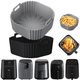 Silicone Air Fryer Liners for CHEFMAN 2 Qt Mini Air Fryer，2 Pack Square Small Airfryer Liners Reusable for DASH/Cuisinart/topzee/COSORI/BELLA/COMFEE'/Instant Pot/Tasty/DEIME/Bear 2.1QT 2.6QT 3QT