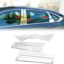 Overun Polished Stainless Steel Center Door Pillar Post Trim Set Designed for 2014-2020 Impala