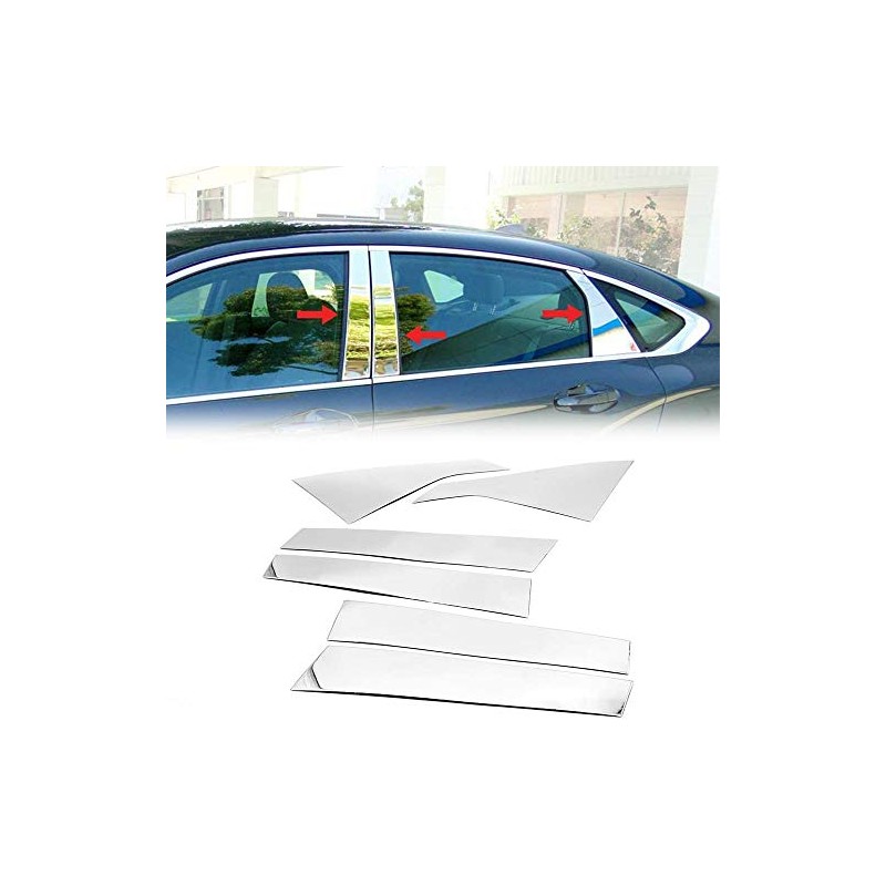 Overun Polished Stainless Steel Center Door Pillar Post Trim Set