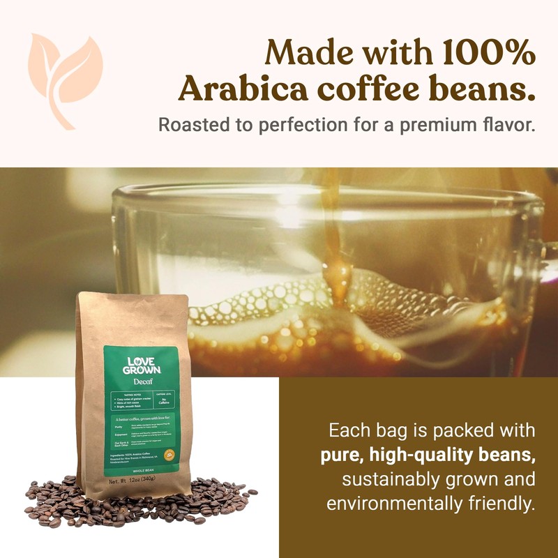 Love Grown Whole Bean Coffee - 100% Arabica Beans, Honduras