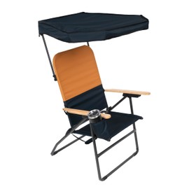 Camp & GO MaxShade Outdoor Oversized Heavy Duty Comfort Folding Camping Chair, Orange and Navy