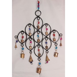 Small Teardrop Recycled Wind Chime with Glass Beads and Bells Fair Trade