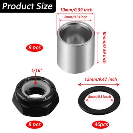 LOOEEL 56 PCS Skateboard Truck Hardware Kit Including 8 Pcs Skateboard Truck Nuts，8 Spacers and 40 Pcs Skateboard Truck Axle Washers, Suitable for Most Scooters and Long Boards.
