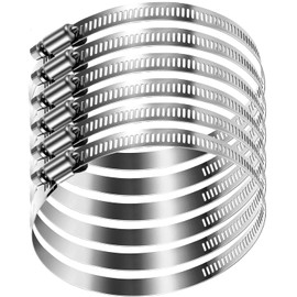 Litensh Set of 6 304 Stainless Steel Hose Clamps Set, 91-114 mm Hose Clamp, Worm Gear, Pipe Clamps, Duct Clamp, Fuel Line Clamp for Sanitary, Automotive, Pool, Car, Pond, Garden