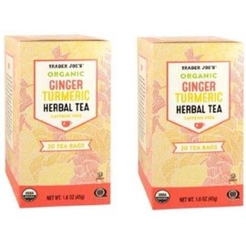 Trader Joes Organic Ginger Turmeric Herbal Tea 20 envelopes each - PACK OF 4