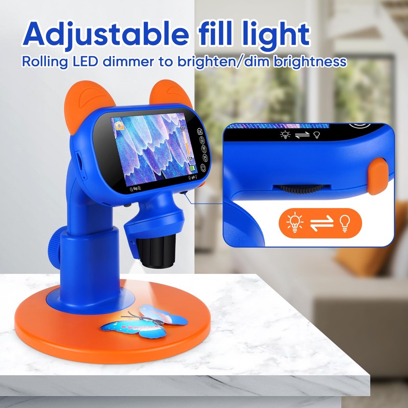 BlumWay Digital Handheld Microscope with 4 Inch LCD Screen, 1500X
