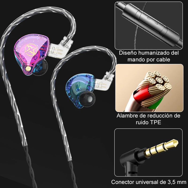 Audífonos de Cable In-ear con Micrófono Deportivos Colorful Hybrid Monitores