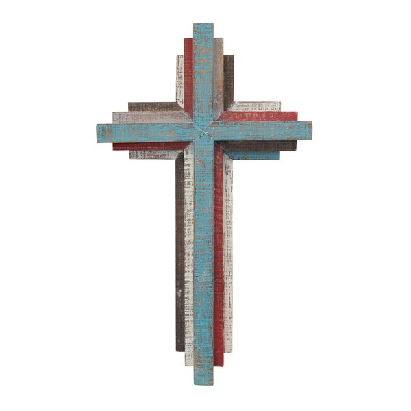 Stonebriar Accents of Faith 14" 3D Multicolor Wooden Wall Cross