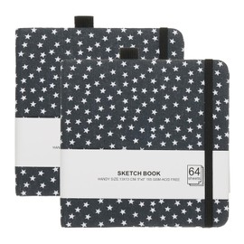 PATIKIL 8.3 x 8.3 Inch Watercolor Sketchbook 2 Books 20 Sheets 300G/203lb Watercolor Paper Sketchbook Acid Free Journal Hardcover Artist Paper Pad Pen Holder Grey Star