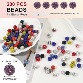 PATIKIL 200 Pcs Rhinestone Beads for Jewelry Making, 10mm Shiny Round Disco Ball Beads Sparkle Crystal Clay Spacer with Hole for Bracelet Necklace DIY Crafting, Light Purple