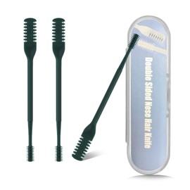 NIYATEE Nasal Hair Cutter, Double Head 360° Rotating Hair Trimmer for Women and Men, Nose Hair Plucker, 3Pcs Manual Nose Hair Trimmer (Dark Green)