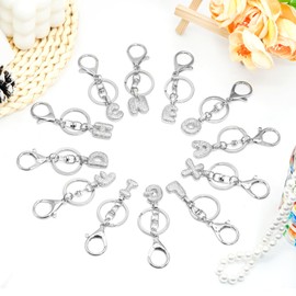 SKYFUN Initial Letter Keychains for Women Men Sparkly Zircon Silver Letter A-Z Keychain with Bubble Letter Pendant Charm for Key Purse Wallet Handbags Backpacks, Silver Letter D