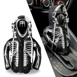 HXOUSE Skull Gear Shift Hoodie - Easy to Put & Remove Shifter Hoodie with Zipper, Soft & Comfortable Fabric Shift Knob Hoodie Fits Most Car Shifters Enhance Your Driving Experience