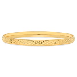 5.8mm Gold Plated Diamond-Cut Pattern Bangle Bracelet, Circumference: Medium