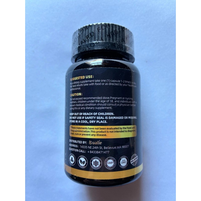 Bualle Shilajit for Men Supplement 60ct Ashwagandha Rhodiola Ginseng