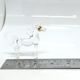 Sansukjai Horse Miniature Figurines Hand Blown Glass Art Animals Collectible Gift Home Décor (Clear)