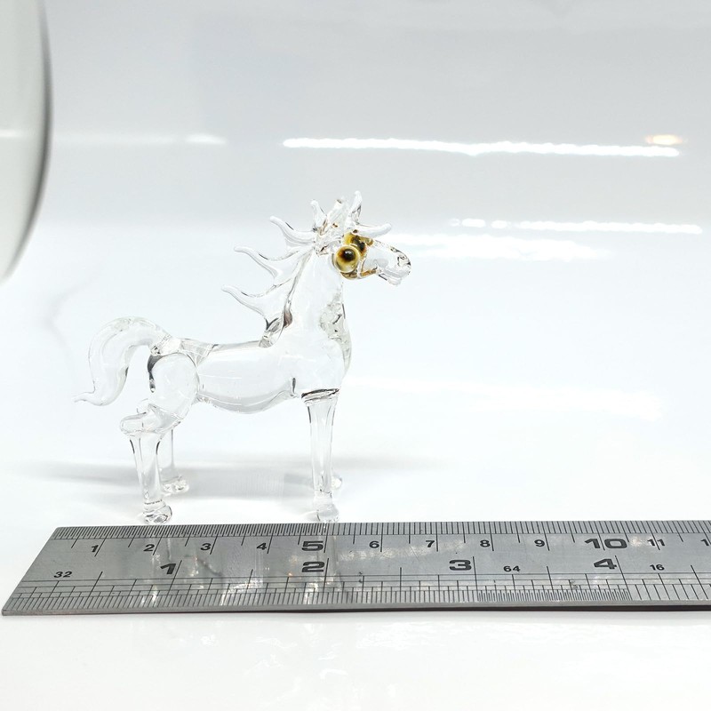 Sansukjai Horse Miniature Figurines Hand Blown Glass Art Animals Collectible