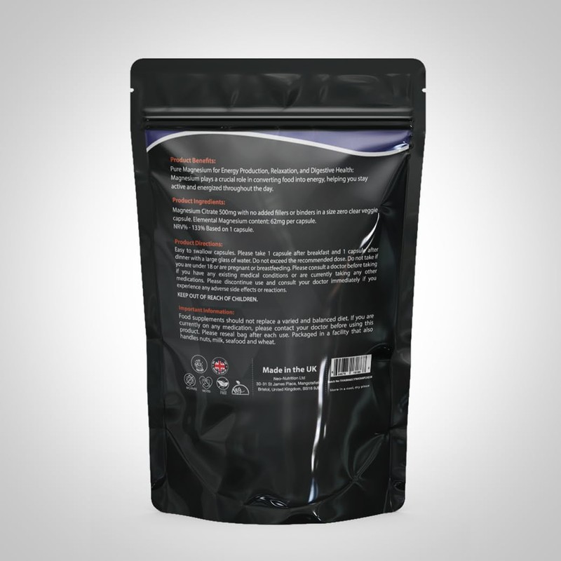 Magnesium Citrate 500MG for Calm, Relaxation, Constipation & Digestion Health