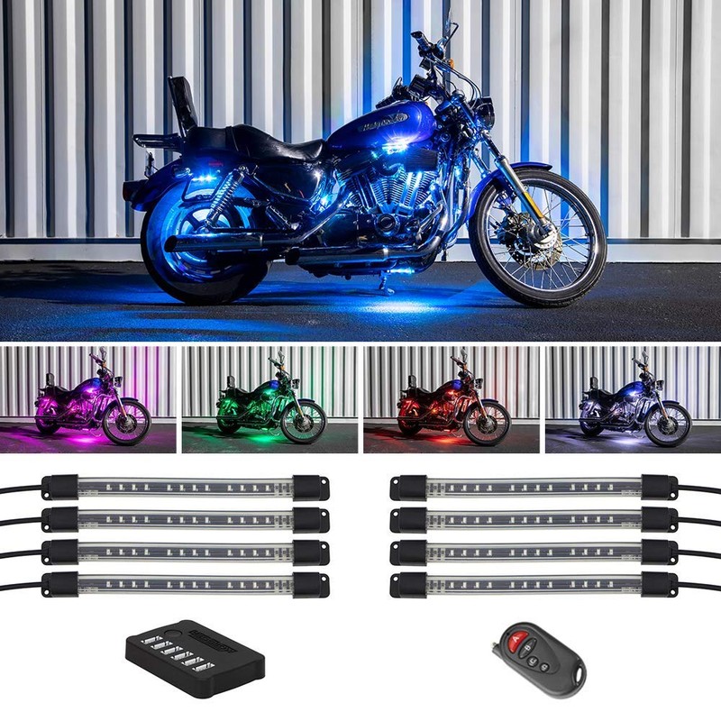 LEDGlow 8pc Million Color Flexible Motorcycle LED Lighting Kit -