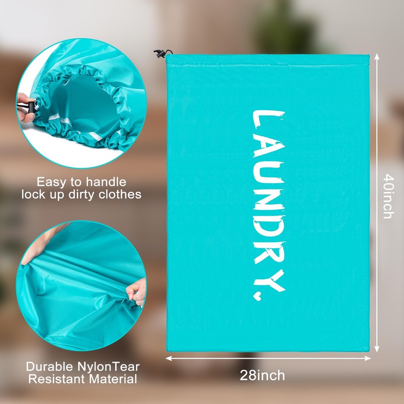 2 Pack 28" x 40"Travel Laundry Bag, Machine Washable Dirty
