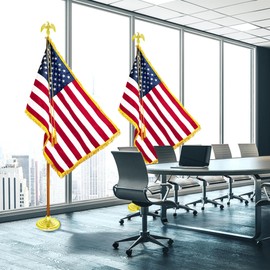 Montex 8.8ft American Flag and Pole, Indoor Flag Pole Kit, Oak Flagpole Set with Eagle Topper, American Flag with Pole, Premium Oak Pole, Suitable for Presidential Office, Auditorium, School, Meeting, Party.