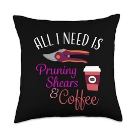 Pruning Shears and Coffee Throw Pillow