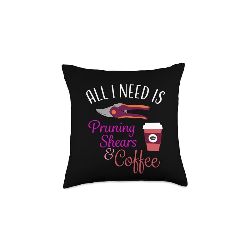 Pruning Shears and Coffee Throw Pillow