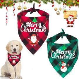 Pack of 2 Christmas Dog Bandanas, Dog Bandana, Scarf Neckerchief for Christmas Pet Costume, Neckerchief Dog, Triangle Pet Bib for Pet, Christmas Costume Decoration Accessories (A)
