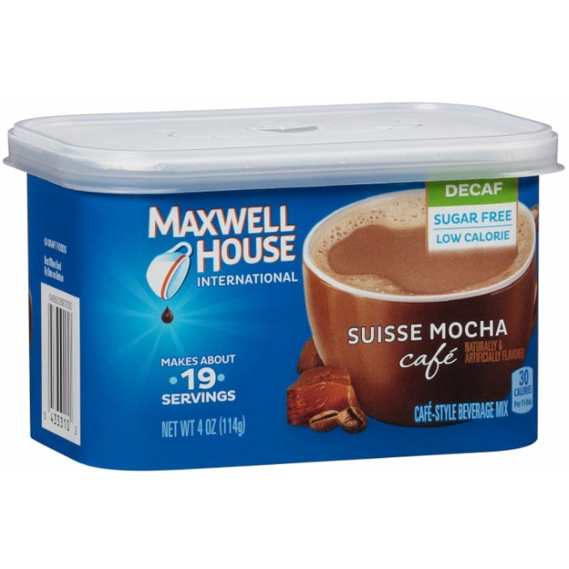 Maxwell House International Sugar-Free Decaf Suisse Mocha Beverage Mix, 4