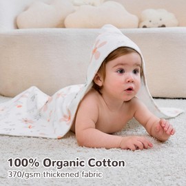 Viviland 2 Pack Hooded Baby Towels, Soft 100% Cotton Baby Bath Towels with Hood, Extra Thick and Absorbent, Essential for Newborns, Kids, Infants - Girls and Boys (Green Leaves)