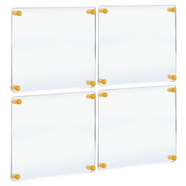 Azar Displays 105520-GLD Floating Acrylic Gallery Wall Set of Four Floating Frames with Stand Off Caps: 16” x 16” Graphic Size, Overall Frame Size: 20” x 20”, Gold, 4-Pack