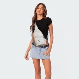 LATMAP 7L Sling Bag for Women Men Crossbody Belt Bag Small Travel Sling Backpack Anti Theft Chest Daypack Purse Faux Leather,Greyish