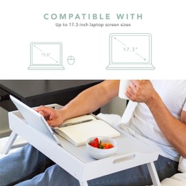 ROSSIE HOME Extra Large Wood Bed Tray, Lap Tray, Lap Desk with Phone Holder - Fits up to 17.3 Inch Laptops and Most Tablets - Calming Gray - Style No. 78105