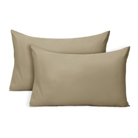 Imperial Rooms Pillow Cases 2 Pack Super Soft Easy Care Fade Resistant Brushed Microfibre Pillow Covers (Beige, Pillow Cases 2 Pack)