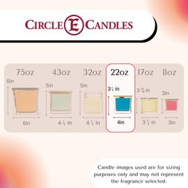 Circle E Candles, Home Scent, Medium Size Jar Candle, 22oz, 2 Wicks