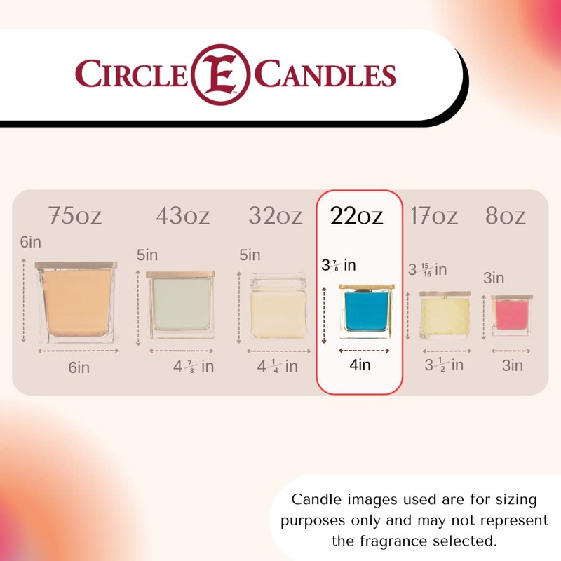 Circle E Candles, Home Scent, Medium Size Jar Candle, 22oz,