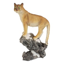 Ebros Mountain Lion Cougar Standing On Edge of Snow Capped Rock Statue Wildlife Decor Animal Taxidermy Replica of Panthers Pumas Cougars Jaguars Sculpture Home Accent Decorative