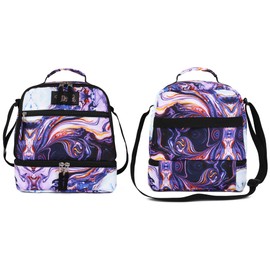 Tilami Lunch Bags Insulated Adjustable Strap Zipper, Water-Resistant Cooler Bags, Bento Bags for Kids Toddlers, Painting Purple