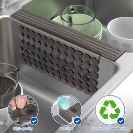 Yolife PVC Sink Saddle for Kitchen Sink, Sink Divider Mat with Strong Suction Cups for Kitchen Sink, Durable, Easy Clean, No Odor Divider mat, 9.5" x 12" (Translucent Gray)