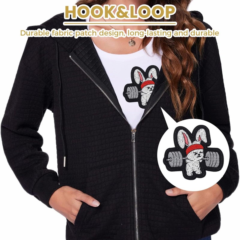 Funny Bunny Gym Patch, Hook&Loop 3" for Backpack,Vest,Gym Bag