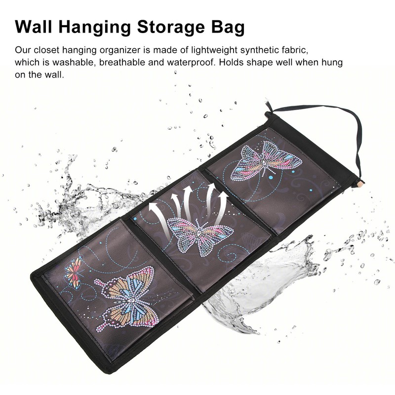 Wall Hanging Storage Bag DIY Diamond Printed Butterflies Storage Bag