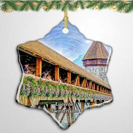 Lucerne Switzerland Xmas Ornaments Christmas Tree Ornaments Decoration Hanging Pendant Ornaments Snowflake Ceramic